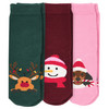 3 Paar Mädchen Weihnachtssocken im Set dunkelrot / rosa / dunkelgrün