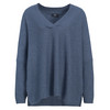 Damen Woll-Pullover mit V-Ausschnitt blaugrau