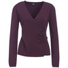 Damen Strickpullover in Wickel-Optik aubergine