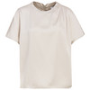 Satijnen damesblouse met plooien crème