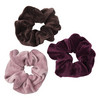 3 Scrunchies aus Cord weinrot / rosa / dunkelbraun