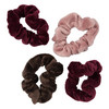 4 Scrunchies aus Cord weinrot / rosa / dunkelbraun