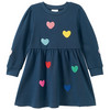 Mädchen Sweatkleid mit Applikationen dunkelblau