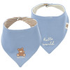 2 Baby Bandanas Born 2027 blau / cremeweiss / hellbraun