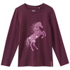 Mädchen Langarmshirt mit Pferde-Print dunkellila