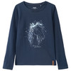 Mädchen Langarmshirt mit Pferde-Print dunkelblau