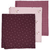 3 mousseline doekjes roze / bes