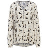 Damesblouse met all-overprint van teckels lichtbeige