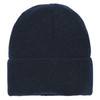 Baby-muts van merinowol met omslag donkerblauw
