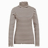 Damen Langarmshirt mit Rollkragen dunkelbraun / creme