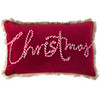 Kissenhülle im weihnachtlichen Design dunkelrot / beige