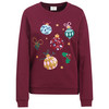 Damen Weihnachtssweatshirt mit Print dunkelrot