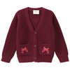 Baby Weihnachtsstrickjacke mit Stickerei dunkelrot