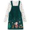 Mädchen Weihnachtsset mit Kleid und Shirt dunkelgrün