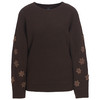 Damen Strickpullover mit Applikationen dunkelbraun