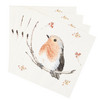 20 Servietten mit Vogel-Motiven weiss / hellrot