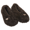 1 paar damesslippers met pluche-look  donkerbruin