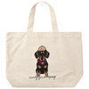Katoenen Shopper met teckelmotief lichtbeige