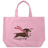 Katoenen Shopper met teckelmotief roze