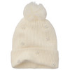 Mädchen Strickmütze mit Zierperlen creme