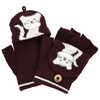 Mädchen Handschuhe mit Katzen-Motiv weinrot