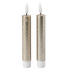 2 LED-Stabkerzen aus Wachs gold