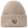 Gebreide damesmuts met applicatie  beige