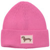 Gebreide damesmuts met applicatie roze
