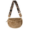 Damen Crossbody-Bag aus Plüsch hellbraun