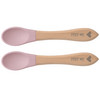 2 Silikon-Löffel mit Holzgriff rosa