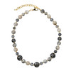 Damesketting met parels grijs / wit