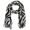 Damen Winterschal mit Fransen schwarz / weiss