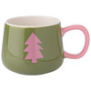 Tasse im weihnachtlichen Design dunkelgrün / rosa