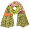 Dames sjaal met dierenprint groen / lichtbruin