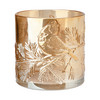 Großes Windlicht in winterlichem Design beige
