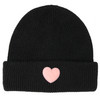 Damen Strickmütze mit Herz-Applikation schwarz