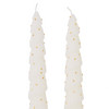 2 Tannenbaum-Stabkerzen mit Glitzer