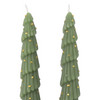 2 Tannenbaum-Stabkerzen mit Glitzer