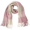 Mädchen Winterschal mit Fransen hellgrün / rosa