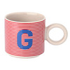 Tasse mit Buchstaben-Motiv rot / beige