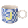 Tasse mit Buchstaben-Motiv dunkelblau / beige