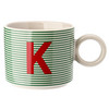 Tasse mit Buchstaben-Motiv dunkelgrün / beige
