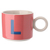 Tasse mit Buchstaben-Motiv rot / beige