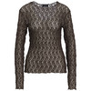 Damen Spitzenshirt mit Wellensaum dunkelbraun