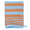 Waschhandschuh mit Streifenmuster braun / hellblau