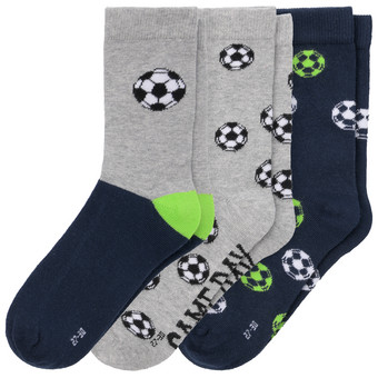 3 Paar Jungen Socken mit Fußball-Motiven