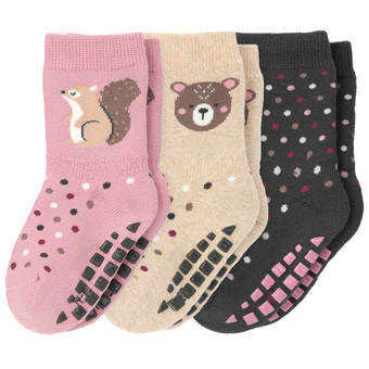 3 Paar Baby Stoppersocken mit Tier-Motiven