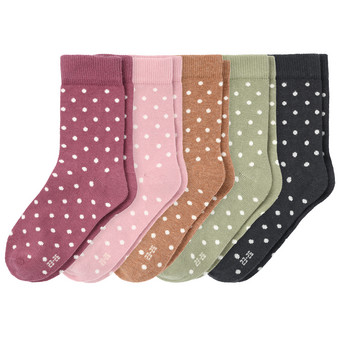 5 Paar Mädchen Socken mit Punkten