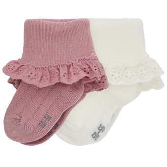 2 paar Newborn sokken met ruches