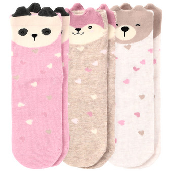3 Paar Mädchen Socken mit Tier-Motiven
